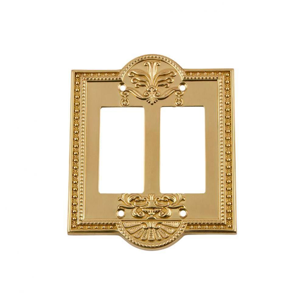 Nostalgic Warehouse Meadows Switch Plate with Double Rocker in Unlacquered Brass