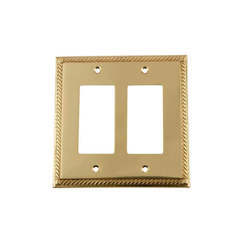 Nostalgic Warehouse Rope Switch Plate with Double Rocker in Unlacquered Brass