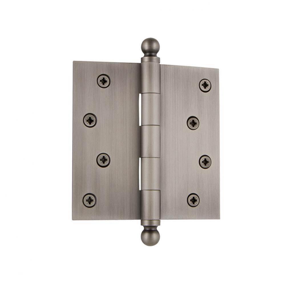 Nostalgic Warehouse 4'' Ball Tip Residential Hinge with Square Corners in Antique Pewter