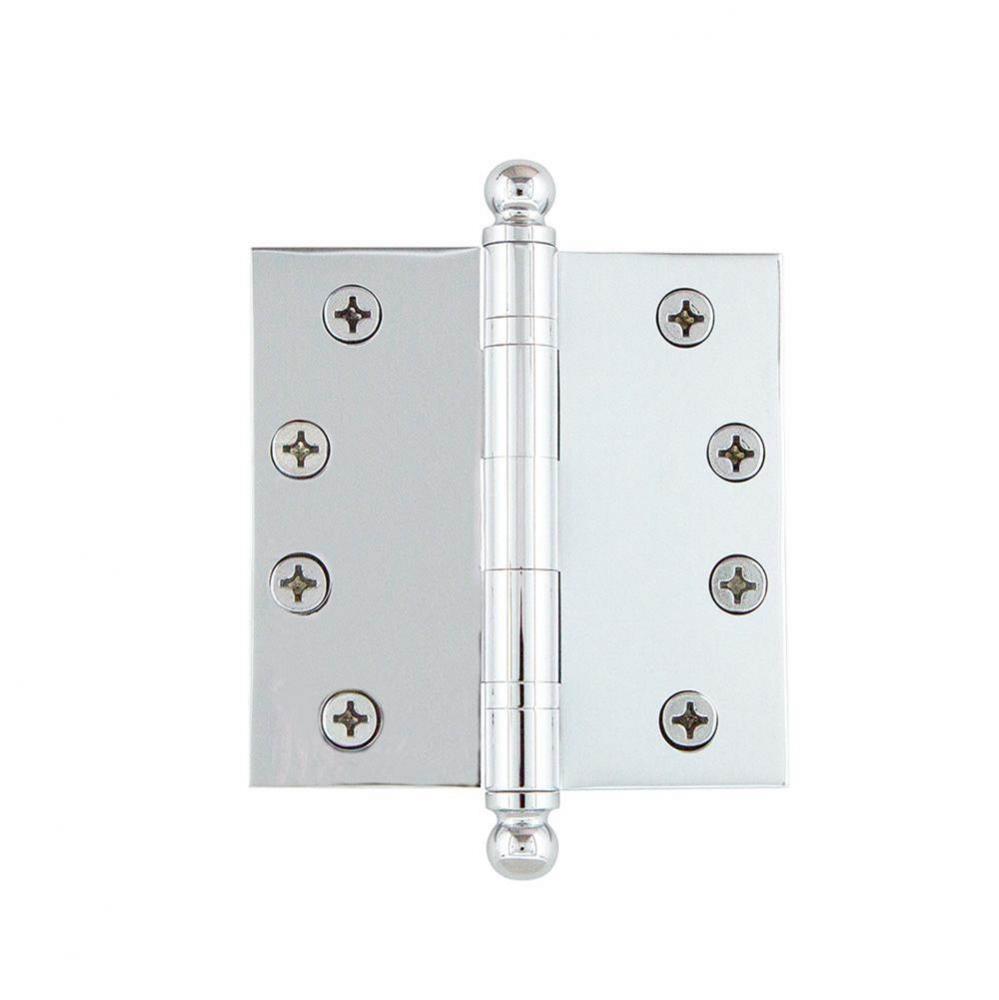 Nostalgic Warehouse 4'' Ball Tip Heavy Duty Hinge with Square Corners in Bright Chrome