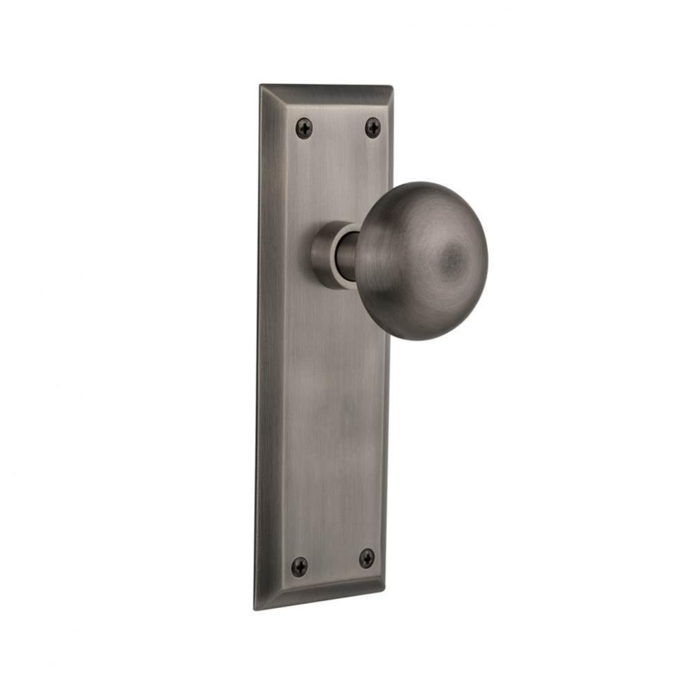 Nostalgic Warehouse New York Plate Passage New York Door Knob in Antique Pewter