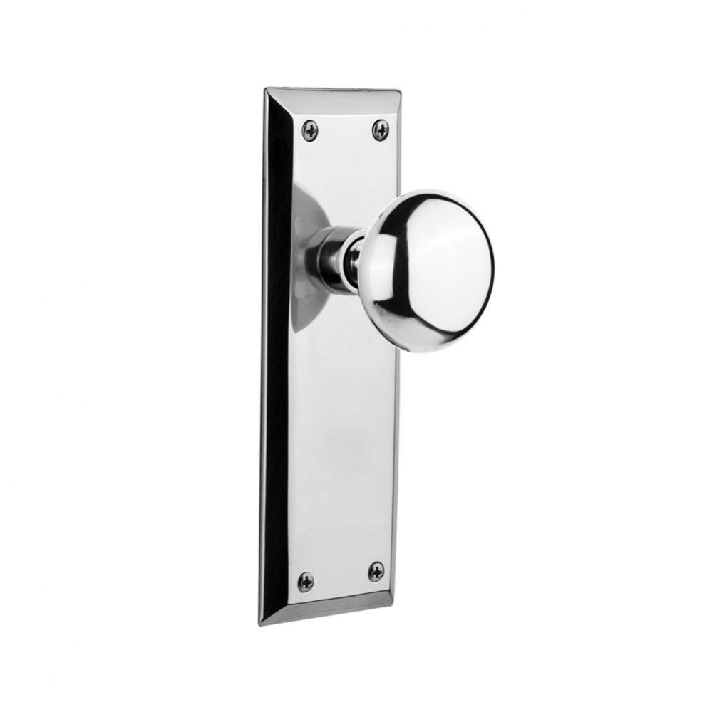 Nostalgic Warehouse New York Plate Passage New York Door Knob in Bright Chrome