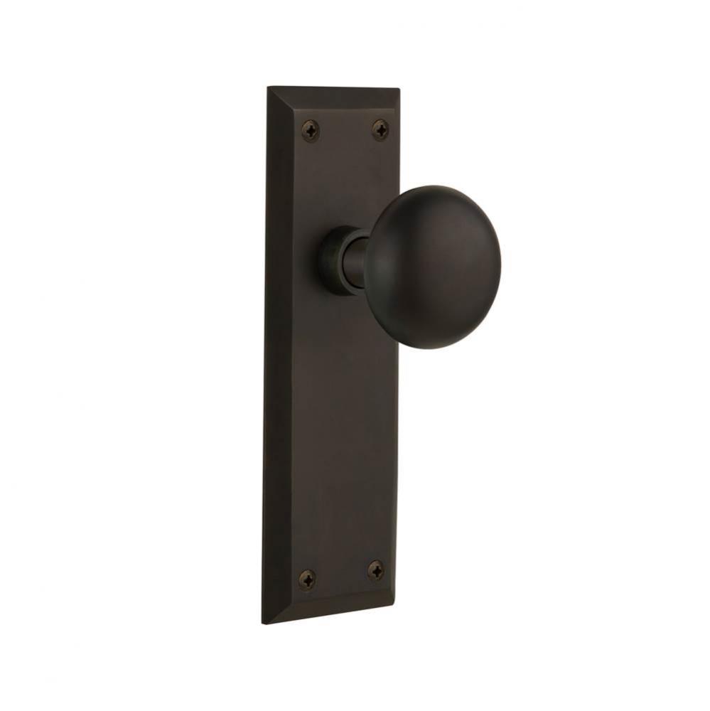 Nostalgic Warehouse New York Plate Passage New York Door Knob in Oil-Rubbed Bronze