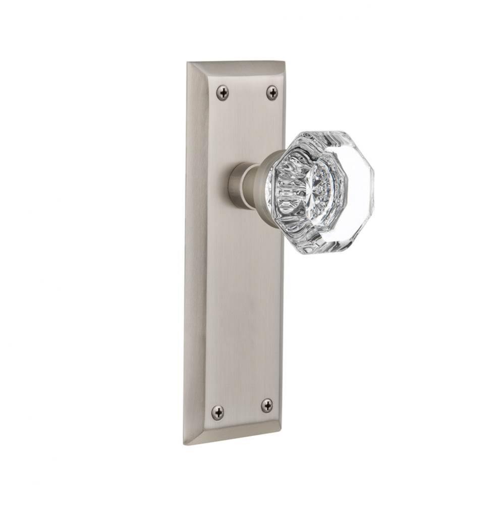 Nostalgic Warehouse New York Plate Passage Waldorf Door Knob in Satin Nickel
