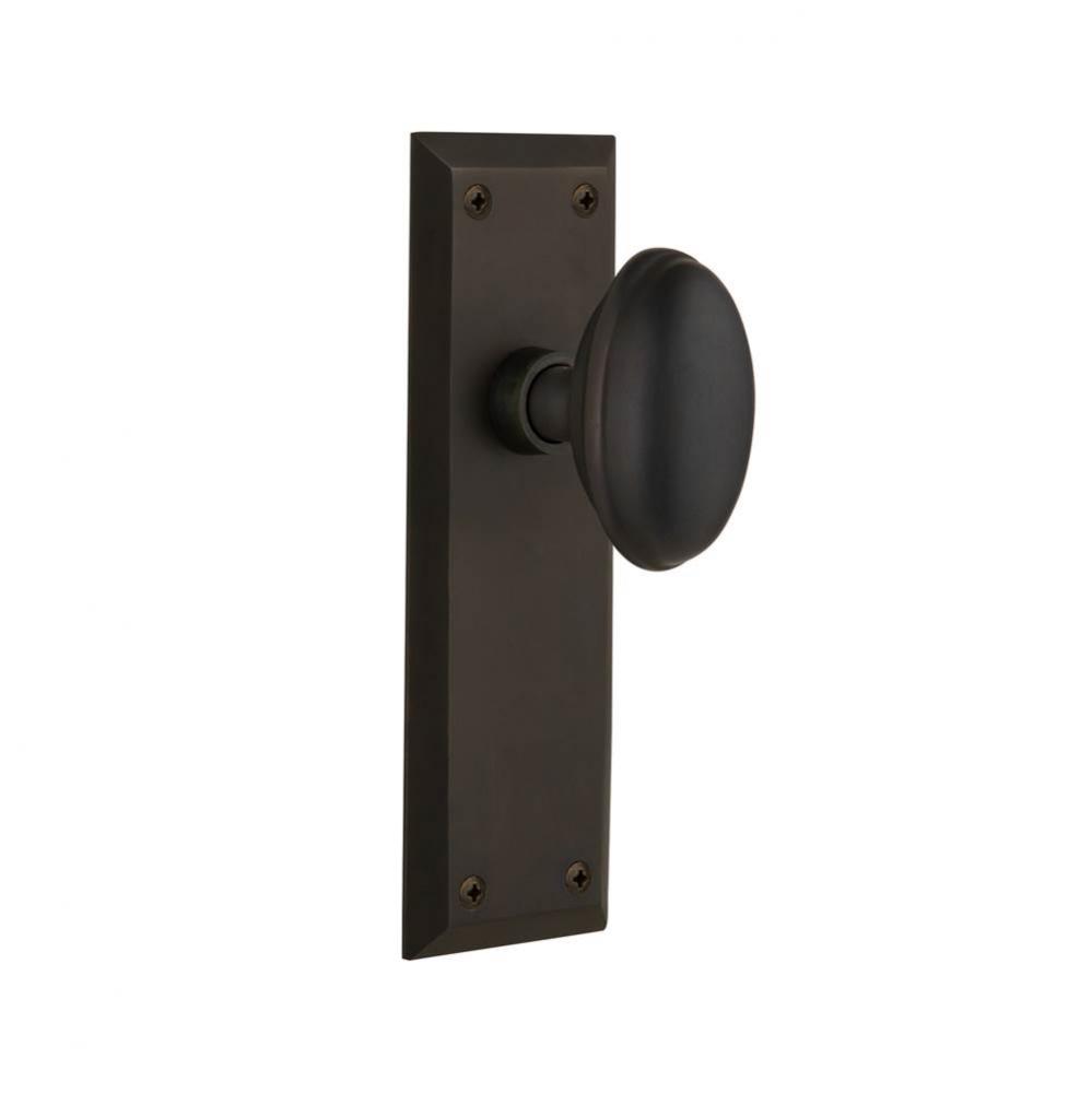 Nostalgic Warehouse New York Plate Privacy Homestead Door Knob in Oil-Rubbed Bronze