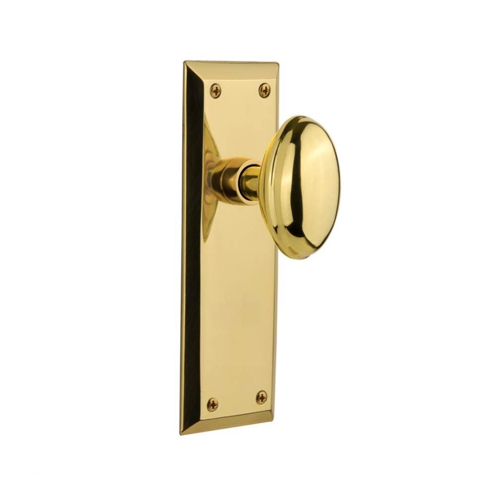 Nostalgic Warehouse New York Plate Privacy Homestead Door Knob in Polished Brass