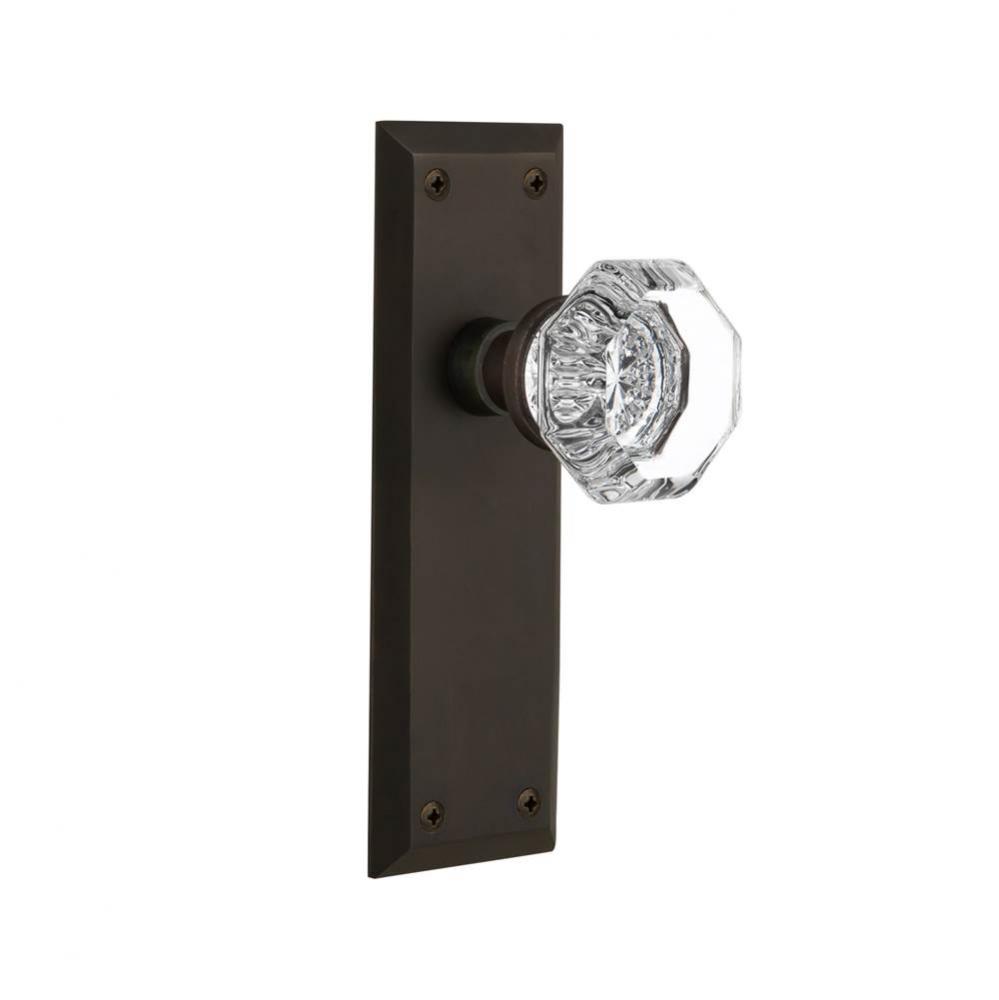 Nostalgic Warehouse New York Plate Privacy Waldorf Door Knob in Oil-Rubbed Bronze