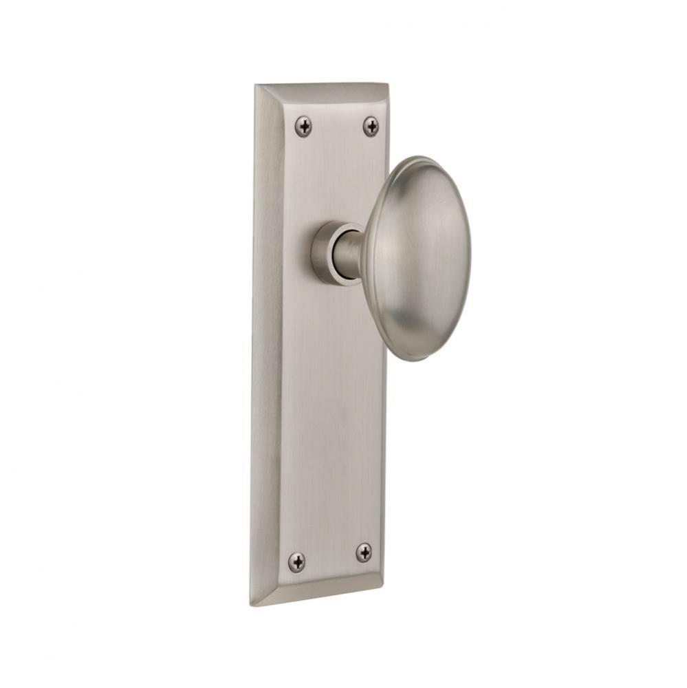 Nostalgic Warehouse New York Plate Double Dummy Homestead Door Knob in Satin Nickel