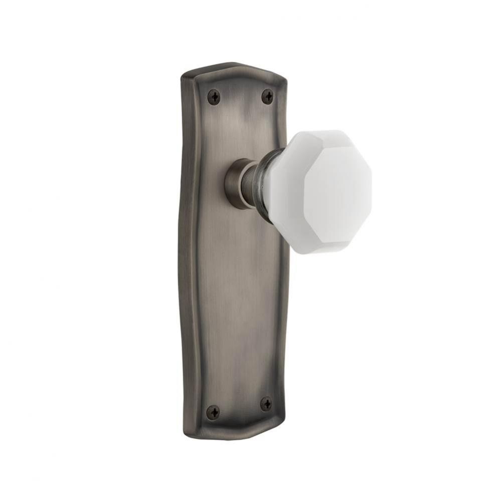 Nostalgic Warehouse Prairie Plate Passage Waldorf White Milk Glass Knob in Antique Pewter