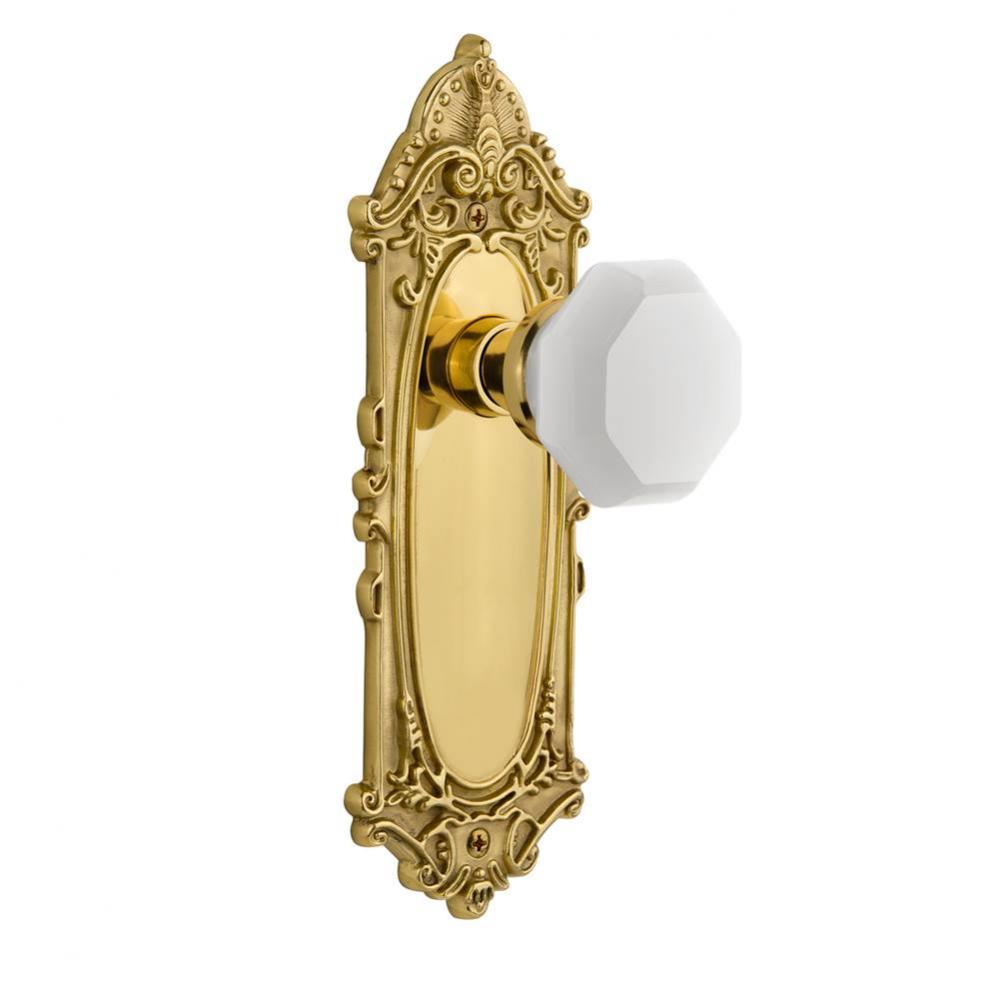 Nostalgic Warehouse Victorian Plate Passage Waldorf White Milk Glass Knob in Unlacquered Brass