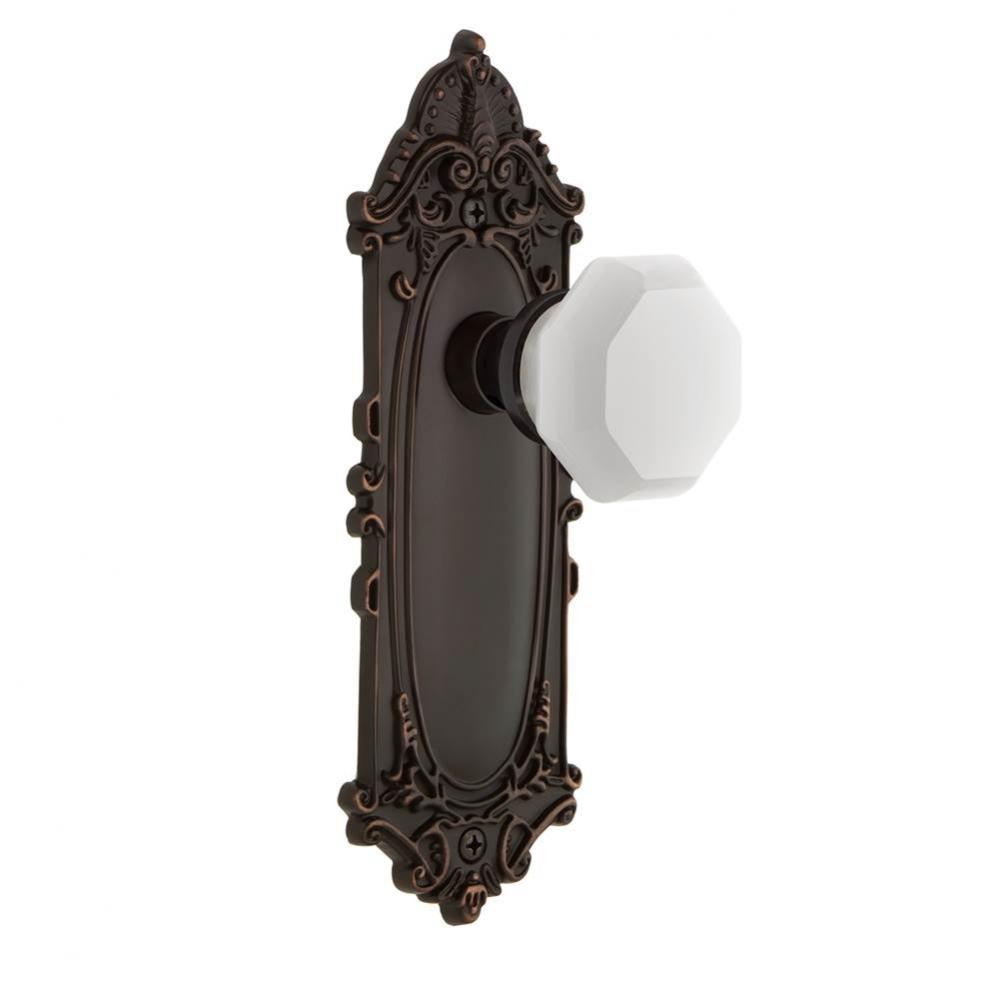 Nostalgic Warehouse Victorian Plate Passage Waldorf White Milk Glass Knob in Timeless Bronze