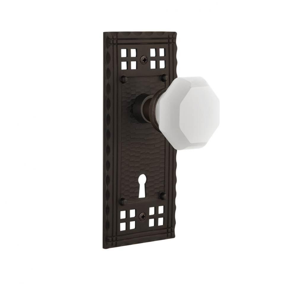 Nostalgic Warehouse Craftsman Plate with Keyhole Passage Waldorf White Milk Glass Knob in Oil-Rubb