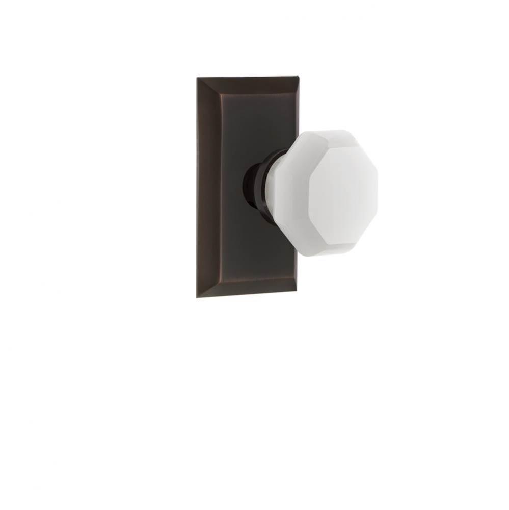 Nostalgic Warehouse Studio Plate Single Dummy Waldorf White Milk Glass Knob in Timeless Bronze