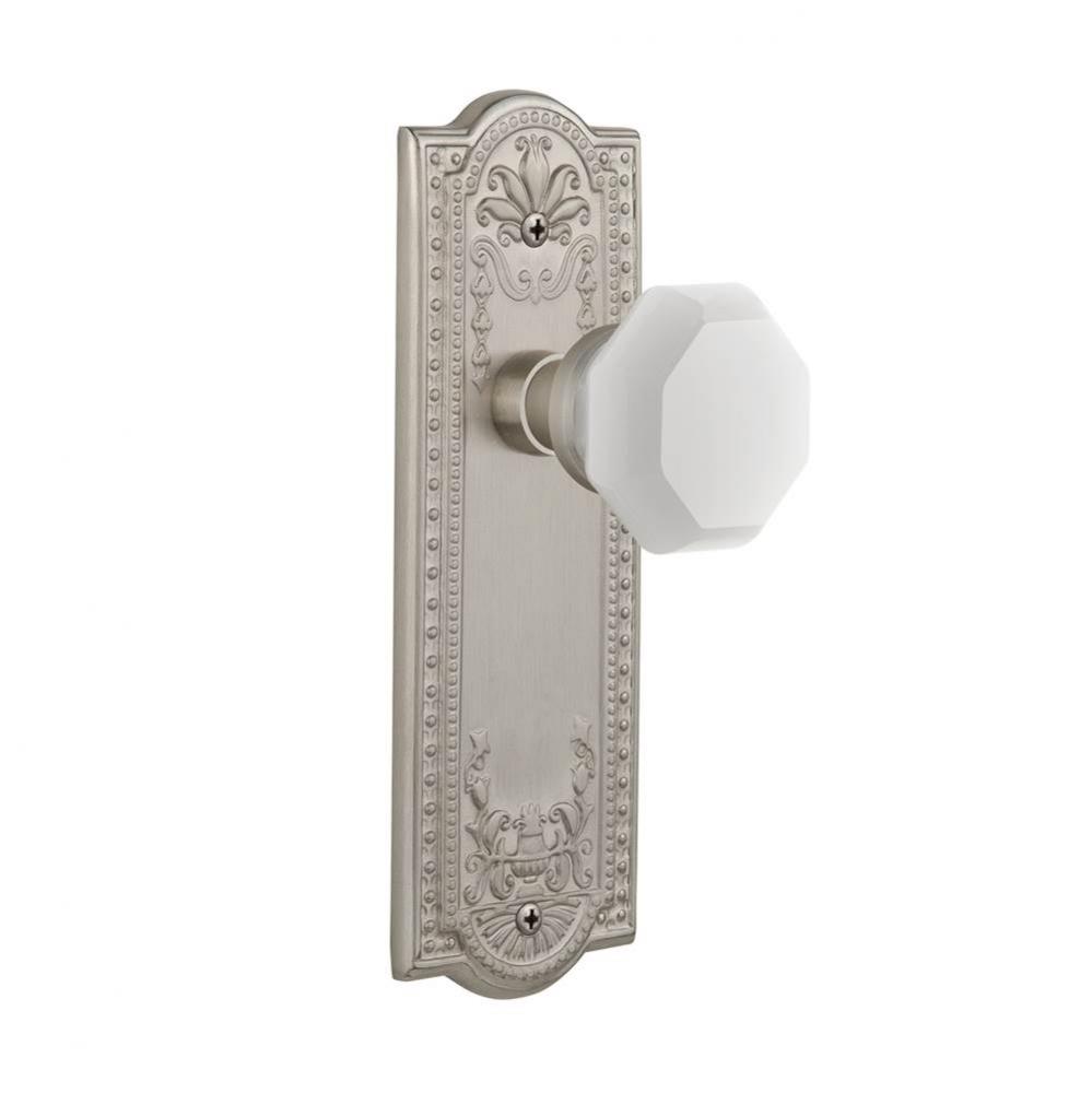 Nostalgic Warehouse Meadows Plate Double Dummy Waldorf White Milk Glass Knob in Satin Nickel