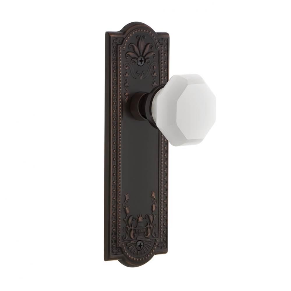 Nostalgic Warehouse Meadows Plate Double Dummy Waldorf White Milk Glass Knob in Timeless Bronze