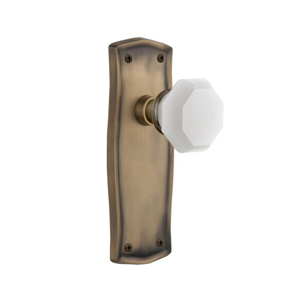 Nostalgic Warehouse Prairie Plate Privacy Waldorf White Milk Glass Knob in Antique Brass
