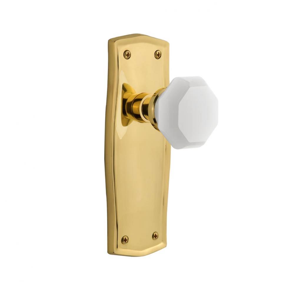 Nostalgic Warehouse Prairie Plate Privacy Waldorf White Milk Glass Knob in Polished Brass