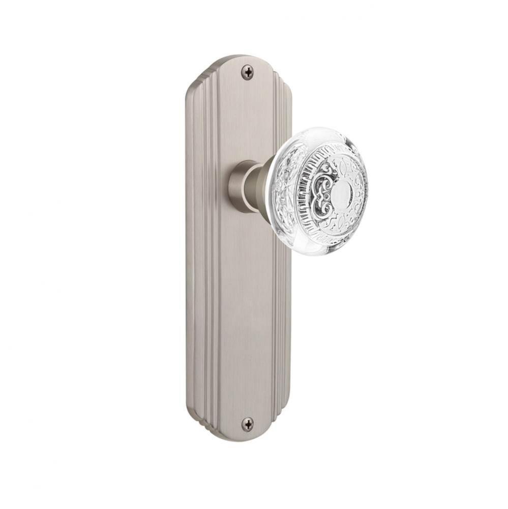 Nostalgic Warehouse Deco Plate Passage Crystal Egg & Dart Knob in Satin Nickel