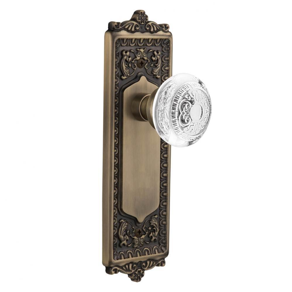 Nostalgic Warehouse Egg & Dart Plate Passage Crystal Egg & Dart Knob in Antique Brass