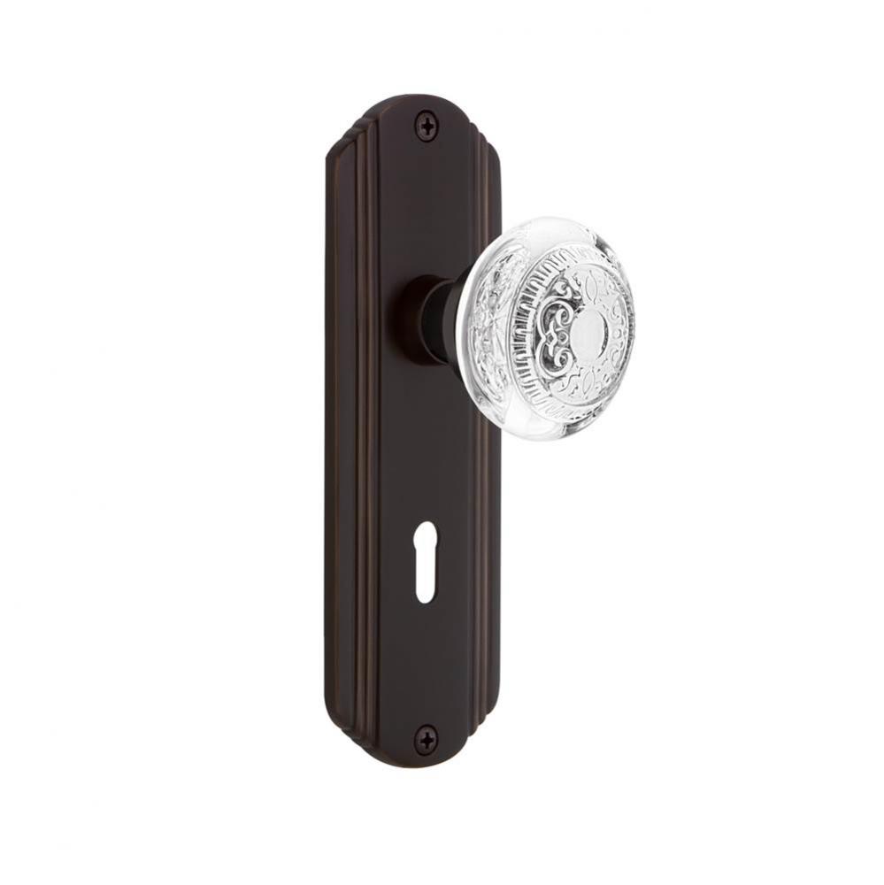 Nostalgic Warehouse Deco Plate Passage with Keyhole Crystal Egg & Dart Knob in Timeless Bronze