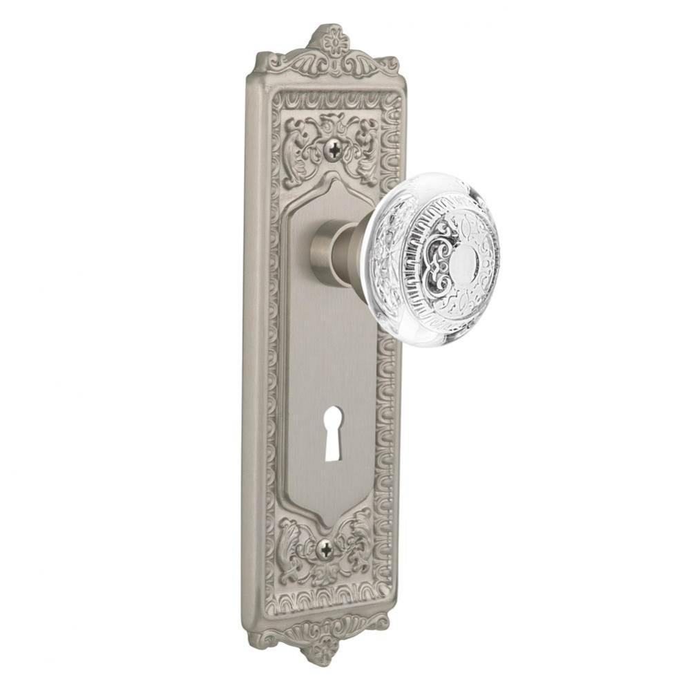 Nostalgic Warehouse Egg & Dart Plate Passage with Keyhole Crystal Egg & Dart Knob in Satin