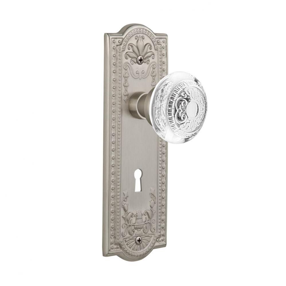 Nostalgic Warehouse Meadows Plate Passage with Keyhole Crystal Egg & Dart Knob in Satin Nickel