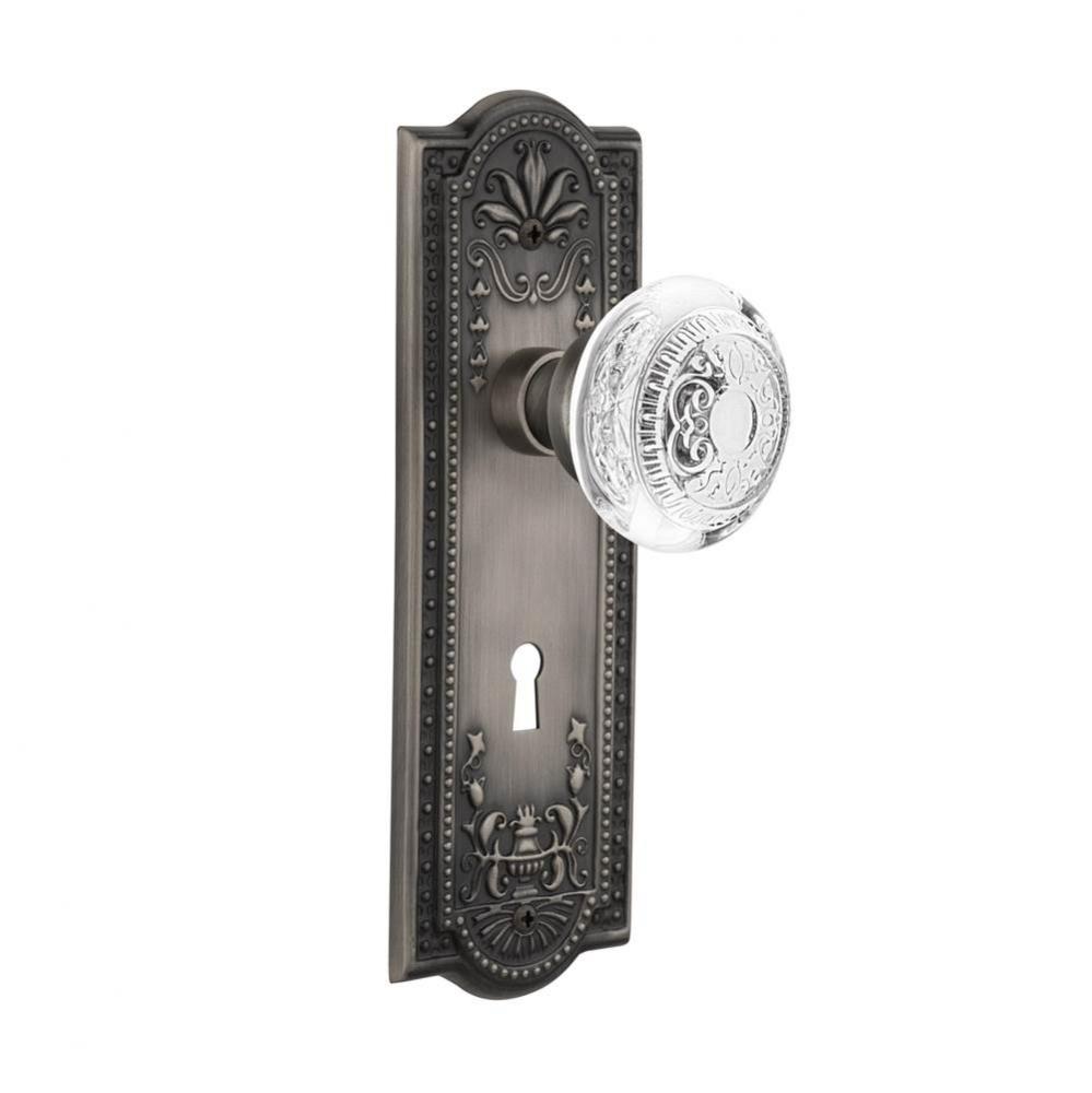 Nostalgic Warehouse Meadows Plate Passage with Keyhole Crystal Egg & Dart Knob in Antique Pewt