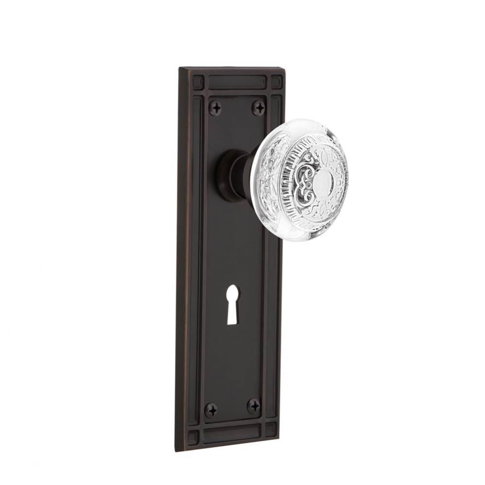 Nostalgic Warehouse Mission Plate Passage with Keyhole Crystal Egg & Dart Knob in Timeless Bro