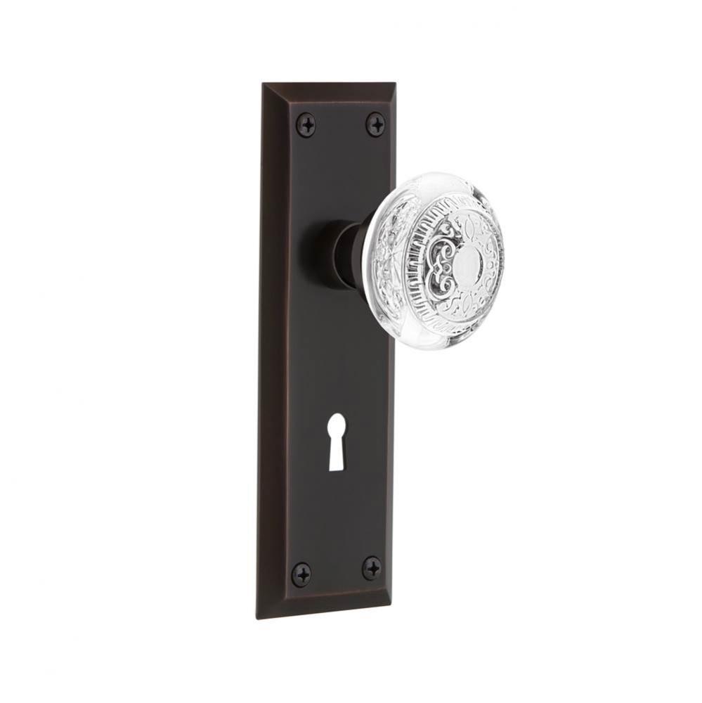 Nostalgic Warehouse New York Plate Passage with Keyhole Crystal Egg & Dart Knob in Timeless Br