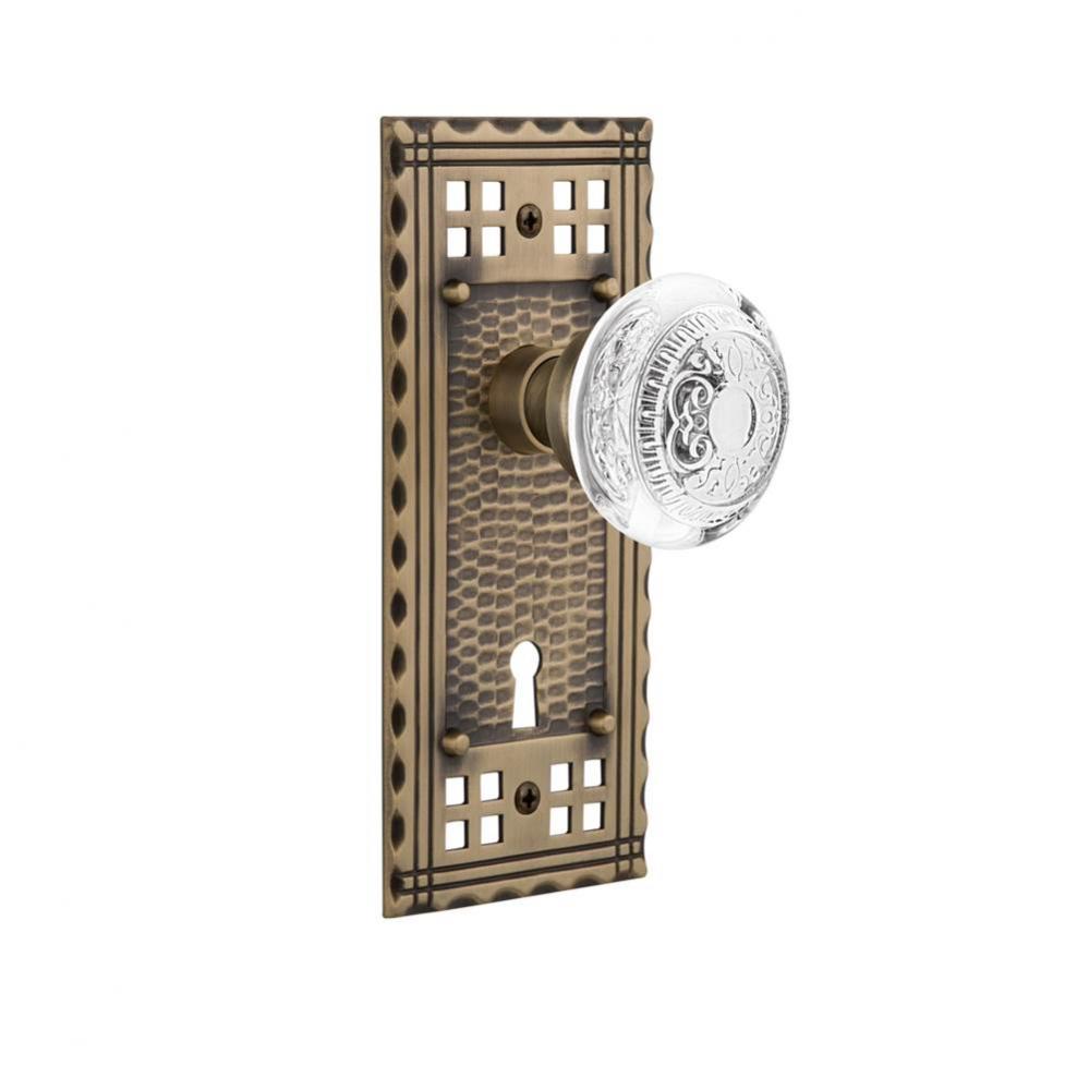 Nostalgic Warehouse Craftsman Plate Single Dummy with Keyhole Crystal Egg & Dart Knob in Antiq