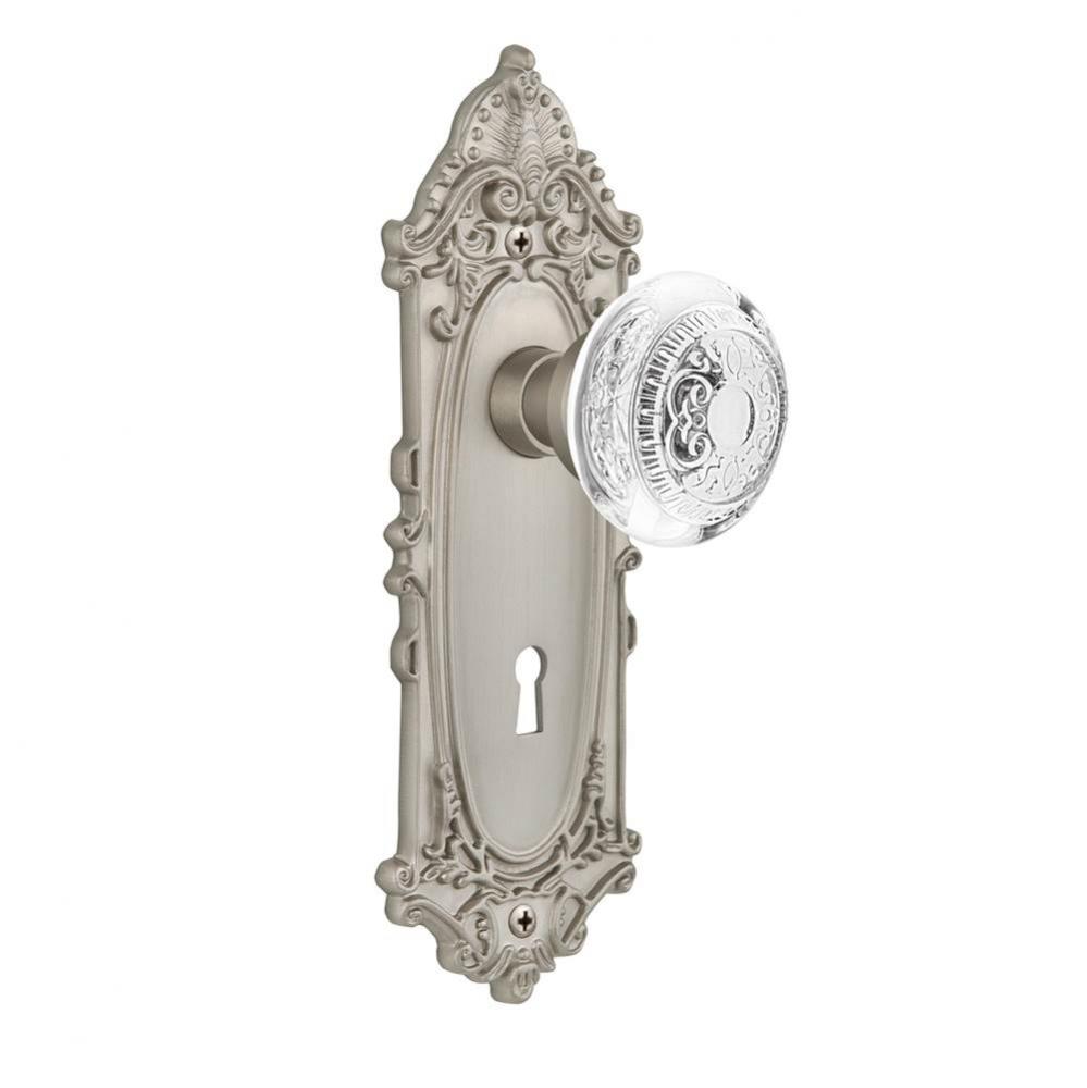 Nostalgic Warehouse Victorian Plate Double Dummy with Keyhole Crystal Egg & Dart Knob in Satin