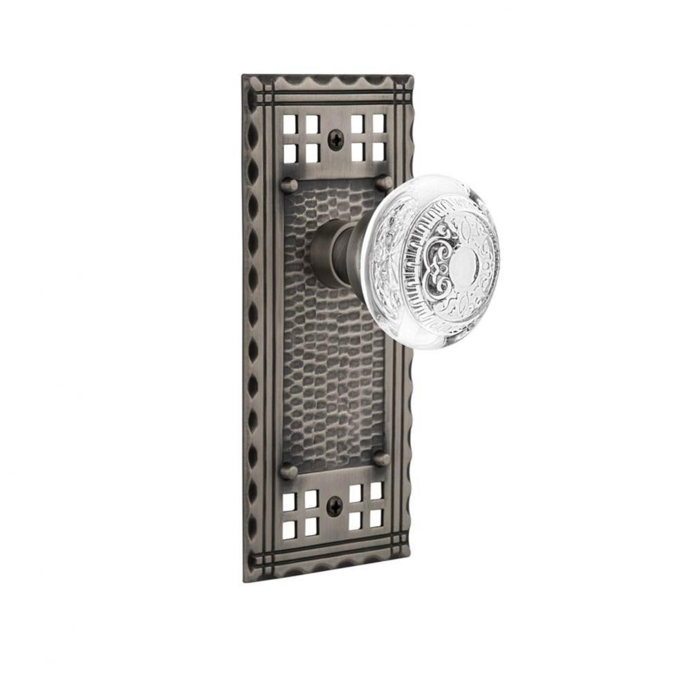 Nostalgic Warehouse Craftsman Plate Privacy Crystal Egg & Dart Knob in Antique Pewter