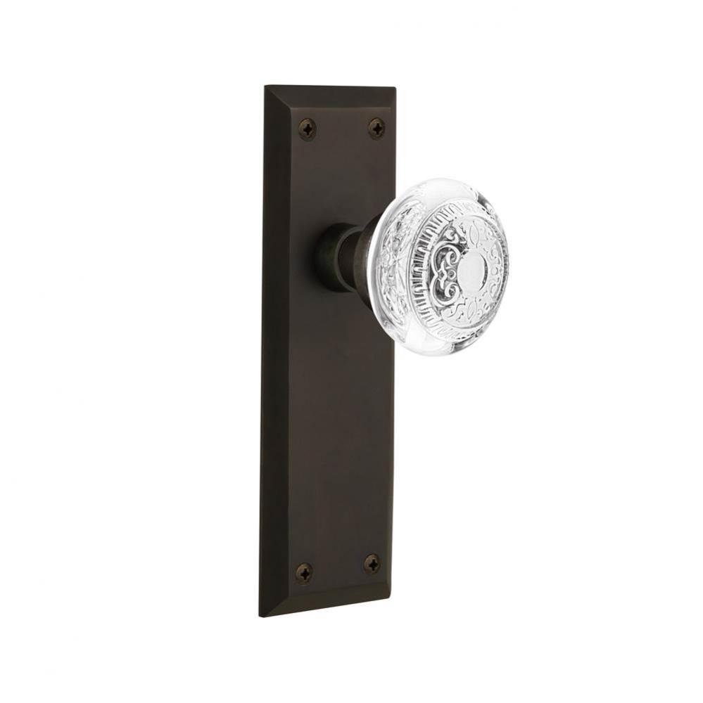 Nostalgic Warehouse New York Plate Privacy Crystal Egg & Dart Knob in Oil-Rubbed Bronze
