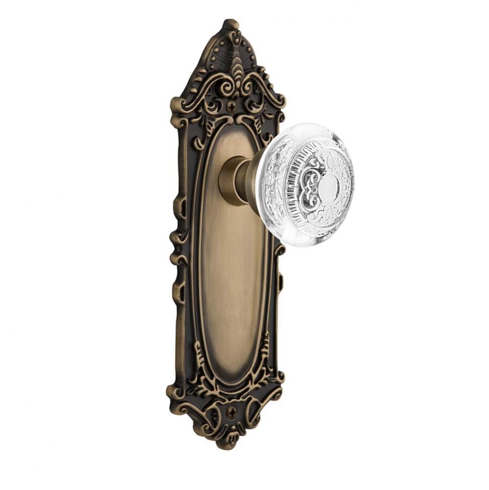 Nostalgic Warehouse Victorian Plate Privacy Crystal Egg & Dart Knob in Antique Brass