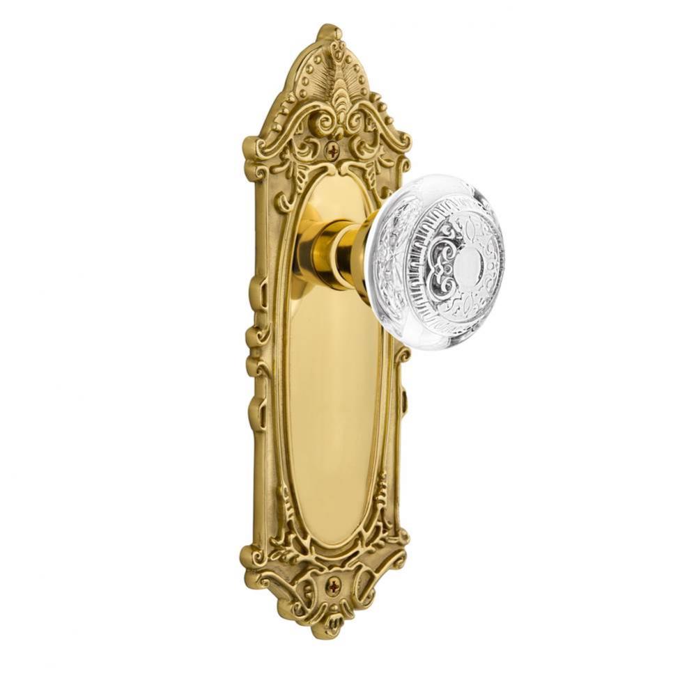 Nostalgic Warehouse Victorian Plate Privacy Crystal Egg & Dart Knob in Unlacquered Brass
