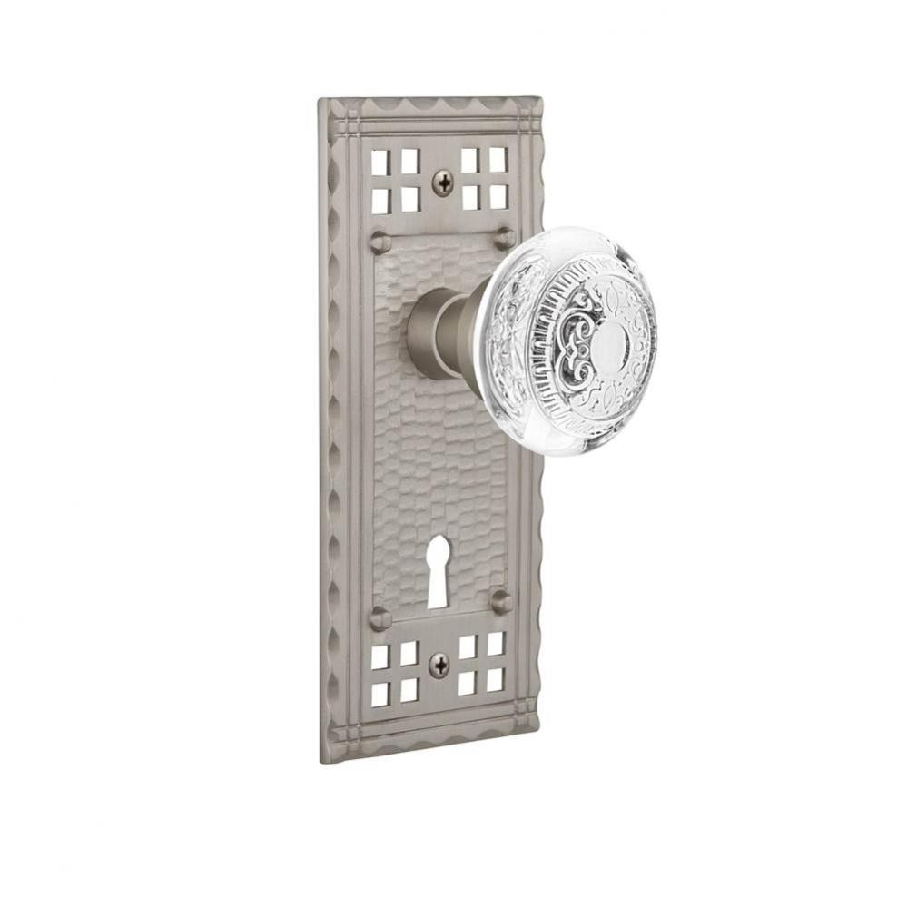Nostalgic Warehouse Craftsman Plate Privacy with Keyhole Crystal Egg & Dart Knob in Satin Nick