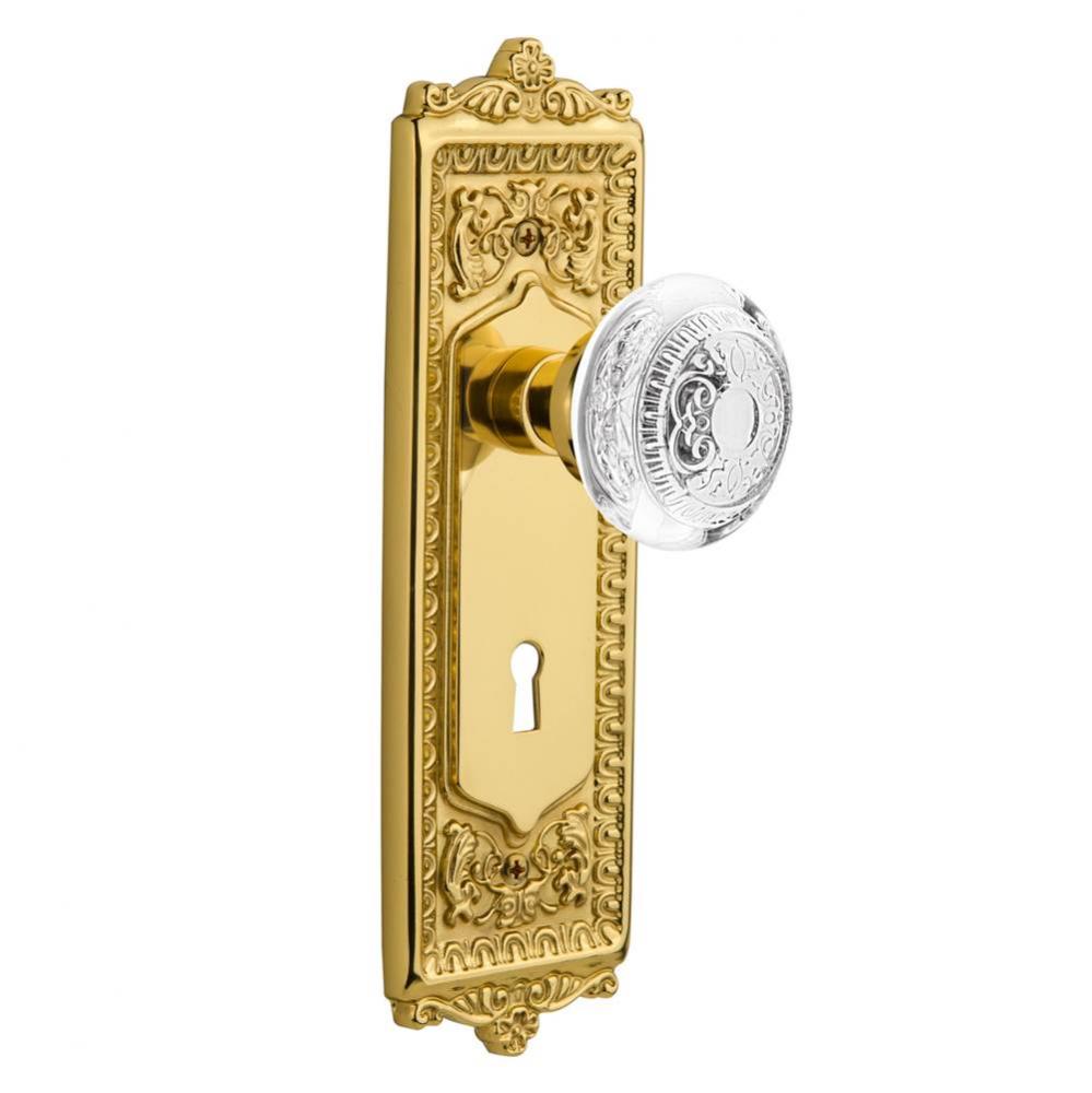 Nostalgic Warehouse Egg & Dart Plate Privacy with Keyhole Crystal Egg & Dart Knob in Unlac