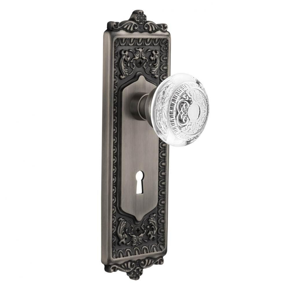 Nostalgic Warehouse Egg & Dart Plate Privacy with Keyhole Crystal Egg & Dart Knob in Antiq