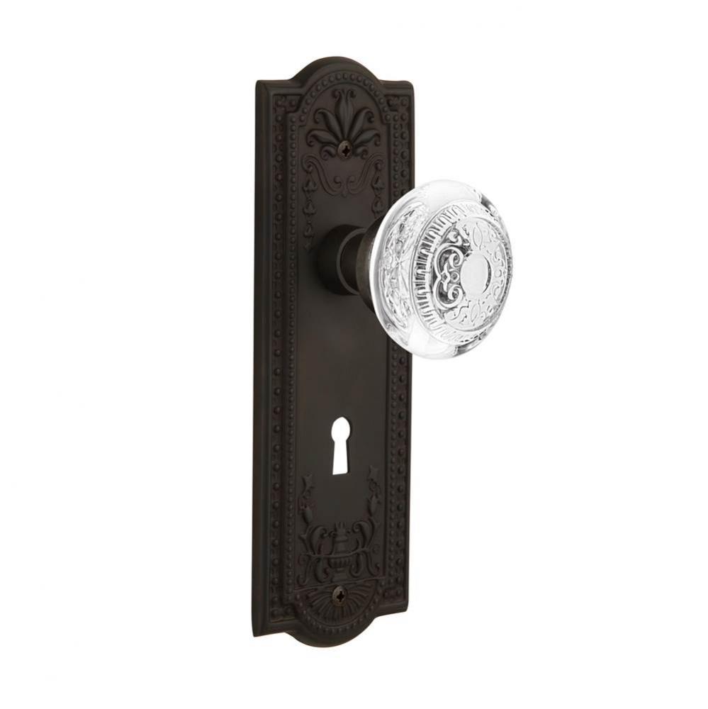 Nostalgic Warehouse Meadows Plate Privacy with Keyhole Crystal Egg & Dart Knob in Oil-Rubbed B