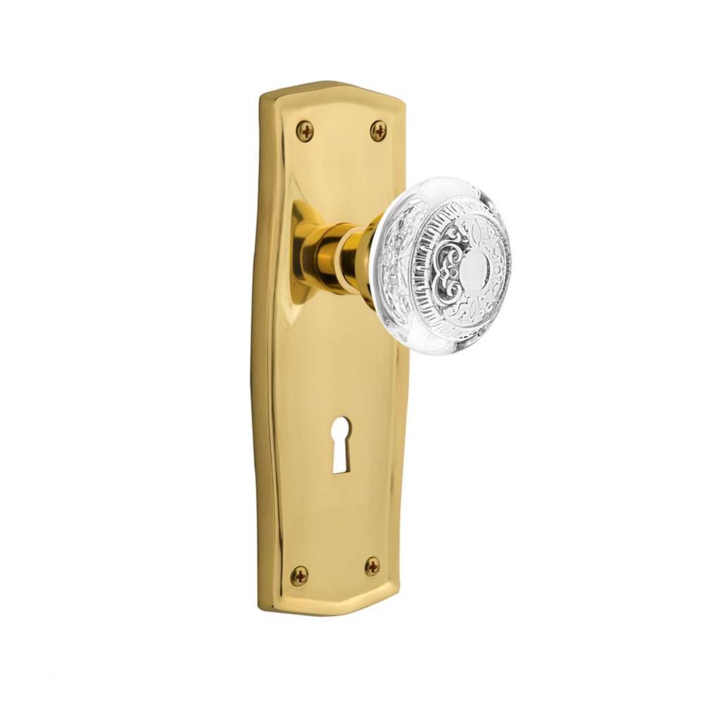 Nostalgic Warehouse Prairie Plate Privacy with Keyhole Crystal Egg & Dart Knob in Unlacquered