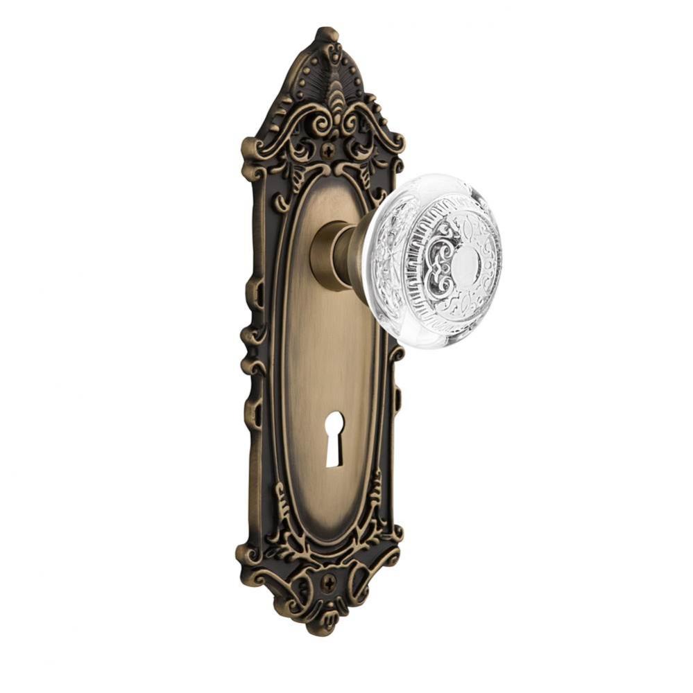Nostalgic Warehouse Victorian Plate Privacy with Keyhole Crystal Egg & Dart Knob in Antique Br