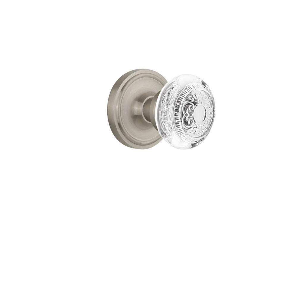 Nostalgic Warehouse Classic Rosette Interior Mortise Crystal Egg & Dart Knob in Satin Nickel