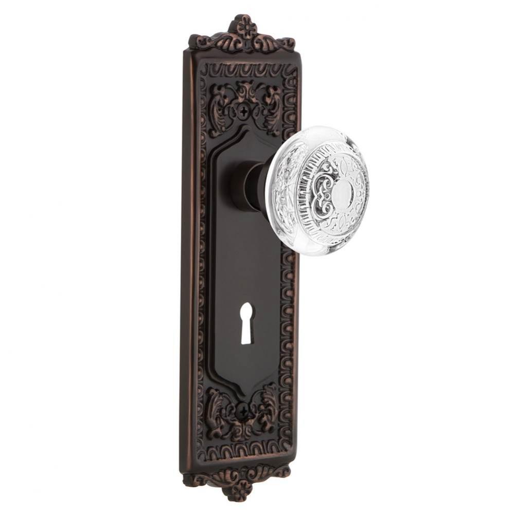 Nostalgic Warehouse Egg & Dart Plate Interior Mortise Crystal Egg & Dart Knob in Timeless