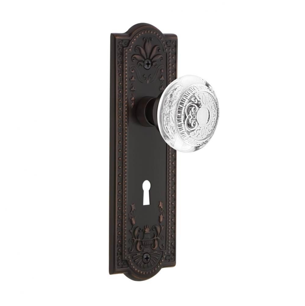 Nostalgic Warehouse Meadows Plate Interior Mortise Crystal Egg & Dart Knob in Timeless Bronze