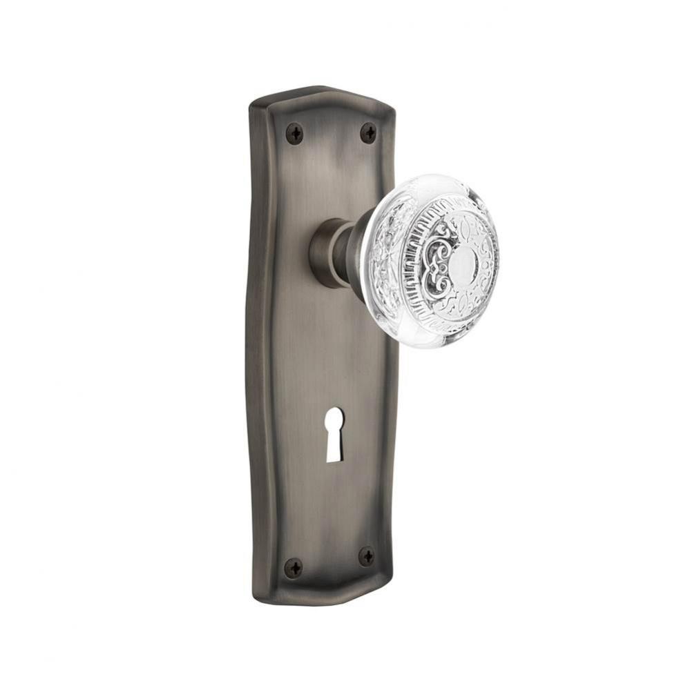 Nostalgic Warehouse Prairie Plate Interior Mortise Crystal Egg & Dart Knob in Antique Pewter