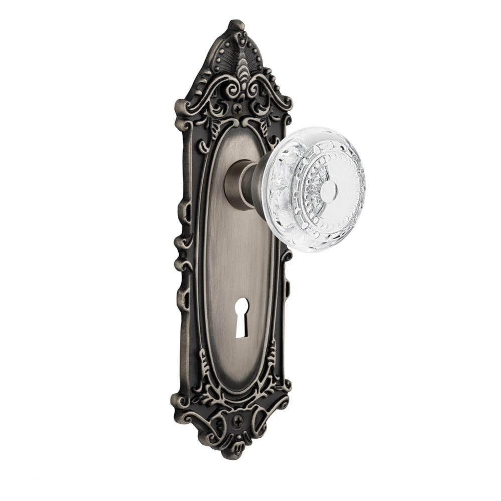 Nostalgic Warehouse Victorian Plate Passage with Keyhole Crystal Meadows Knob in Antique Pewter