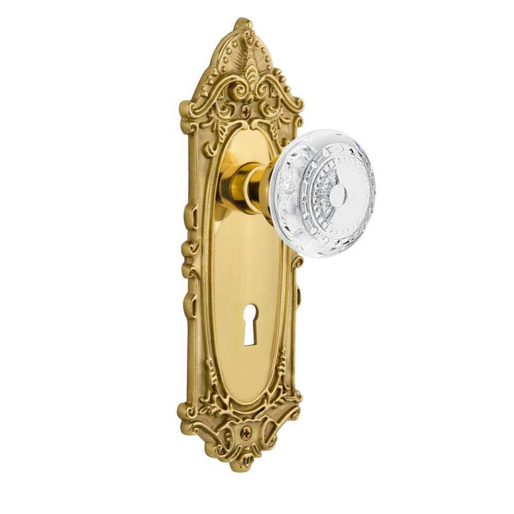 Nostalgic Warehouse Victorian Plate Privacy with Keyhole Crystal Meadows Knob in Polished Brass