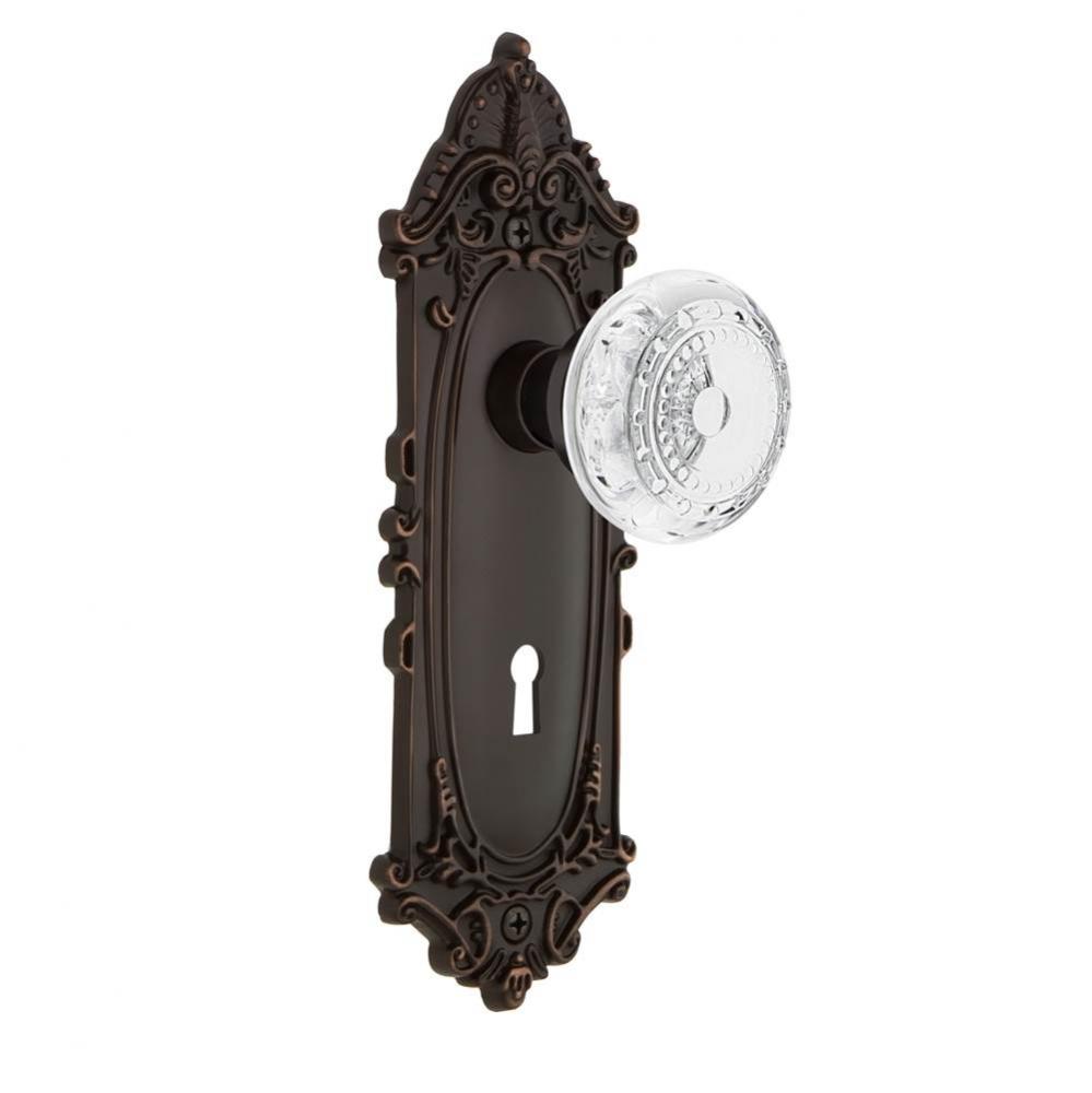 Nostalgic Warehouse Victorian Plate Privacy with Keyhole Crystal Meadows Knob in Timeless Bronze