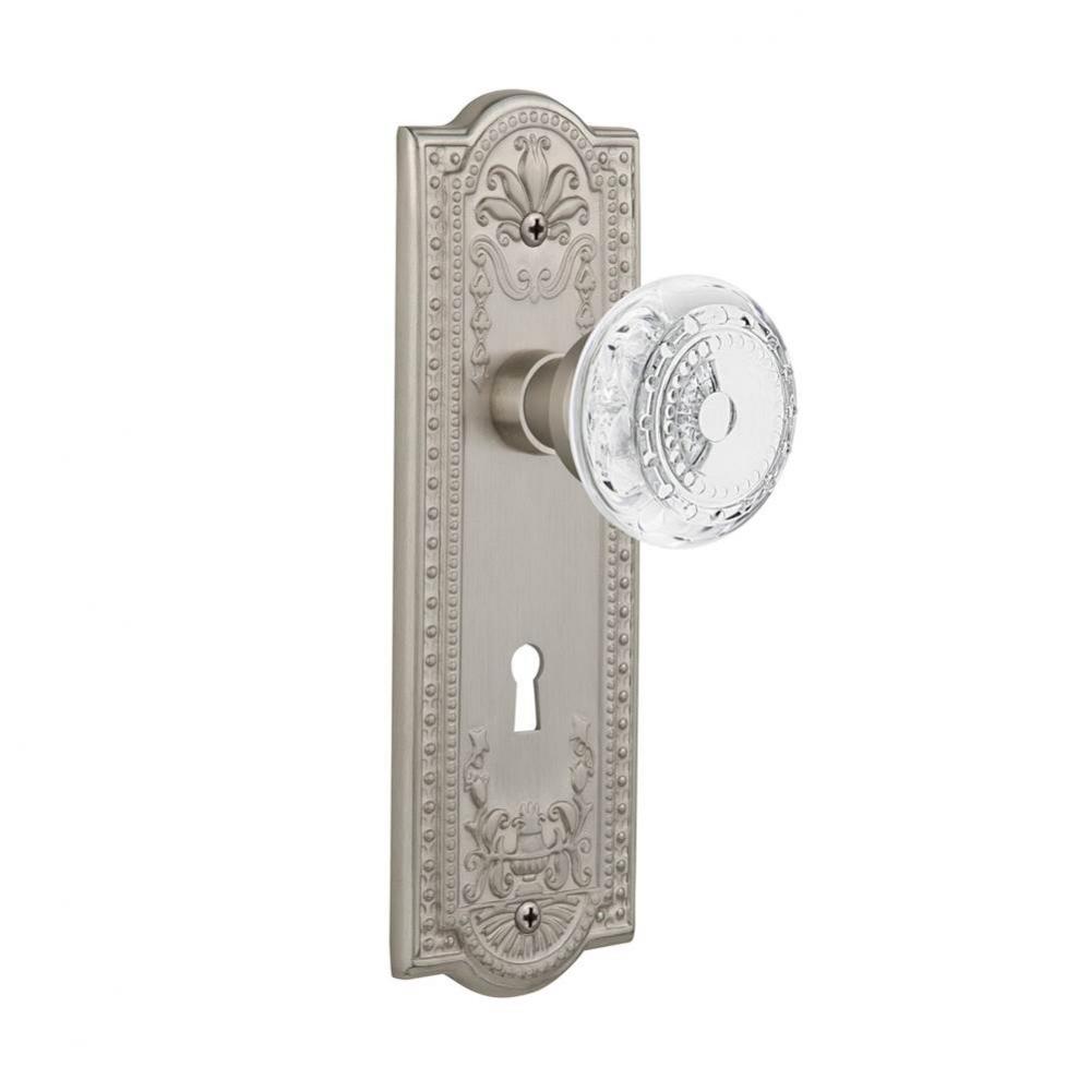 Nostalgic Warehouse Meadows Plate Interior Mortise Crystal Meadows Knob in Satin Nickel
