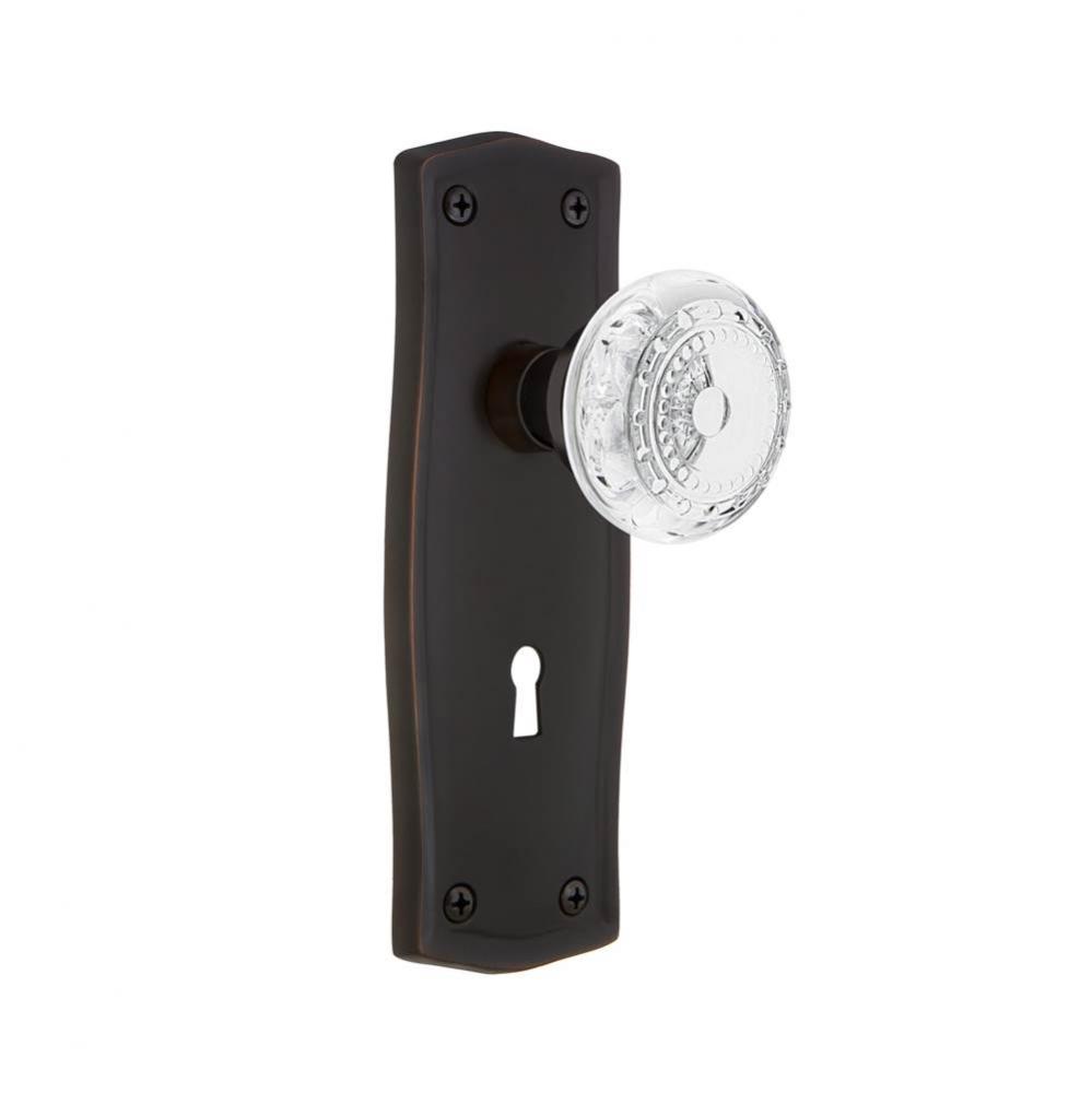 Nostalgic Warehouse Prairie Plate Privacy with Keyhole Crystal Meadows Knob in Timeless Bronze